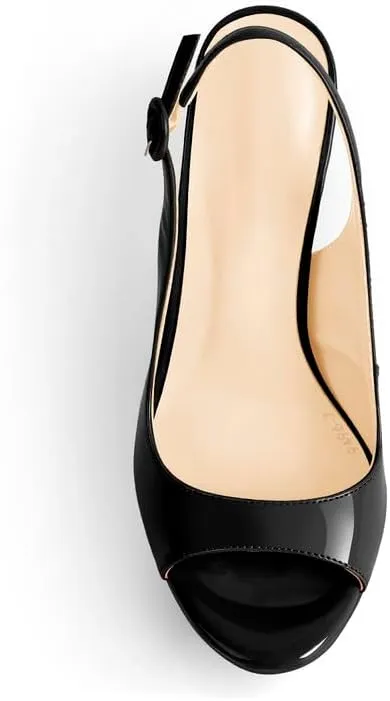 Women's Fashion Open Peep Toe Adjustable Buckle Backstrap Slingback Stiletto Heel Dress Sandals