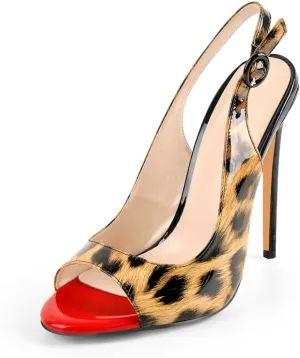 Women's Fashion Open Peep Toe Adjustable Buckle Backstrap Slingback Stiletto Heel Dress Sandals
