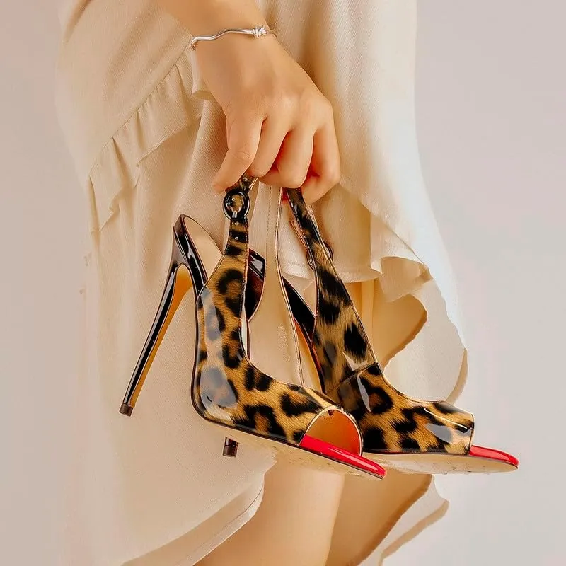 Women's Fashion Open Peep Toe Adjustable Buckle Backstrap Slingback Stiletto Heel Dress Sandals