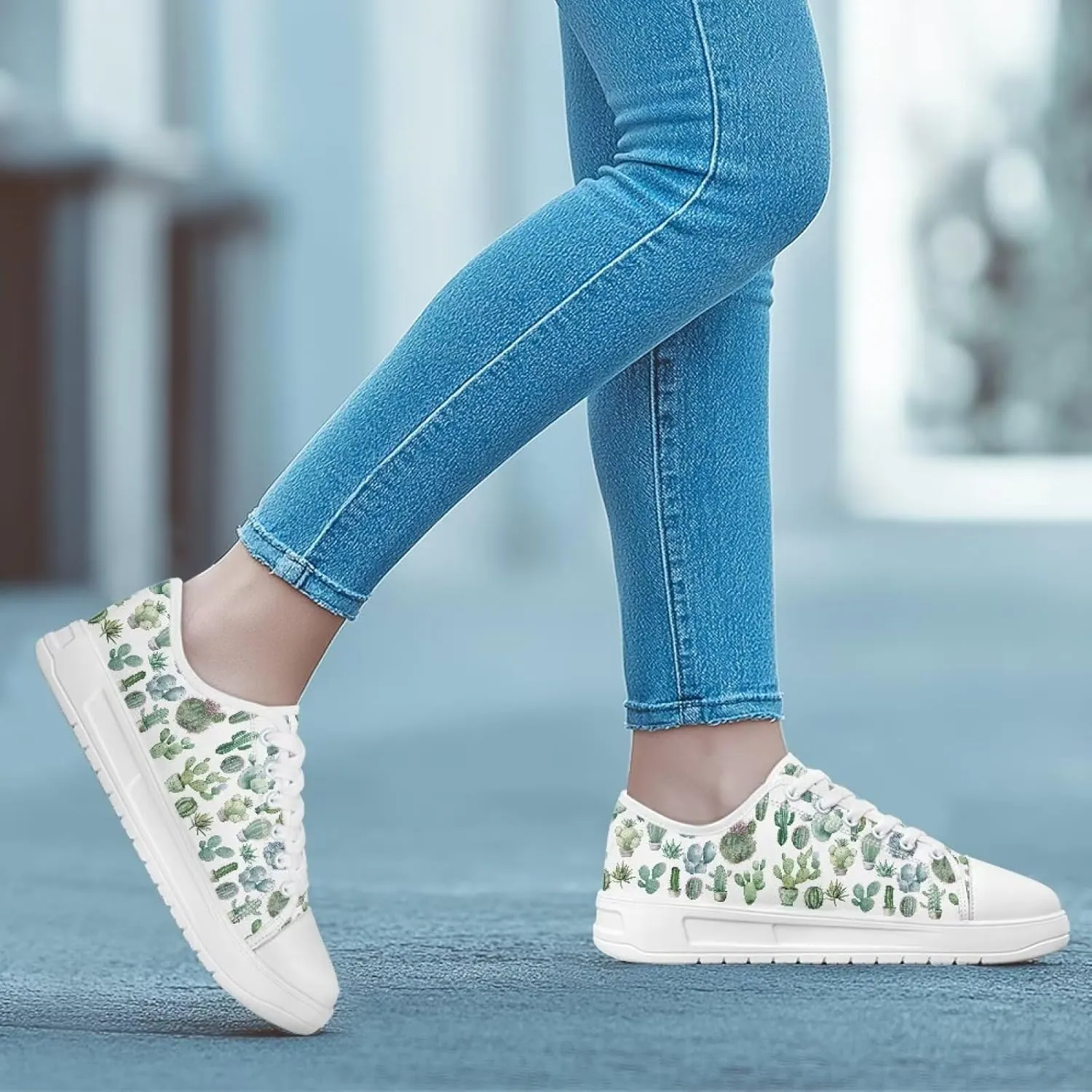 Women's Lace Up Low Top Canvas Shoes Fashion Casual Round Toe Sneakers Hands Free No Laces Barefoot Shoes US5.5-13.5