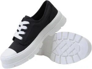 Women's Lace Up Sneaker, Classic Trendy Fashion Canvas Shoes 2305-2306-2307