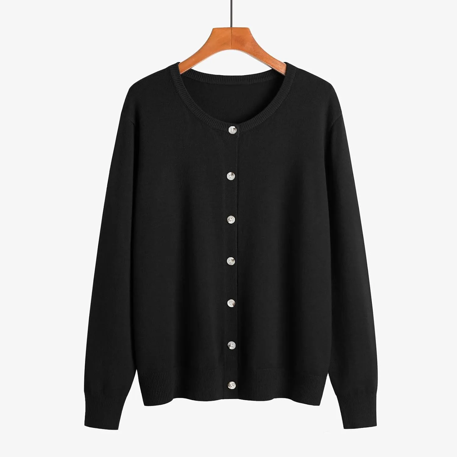 Women's Long Sleeve V-Neck Knit Cardigans Open Front Trendy Outwear Button up Lightweight Casual Sweater