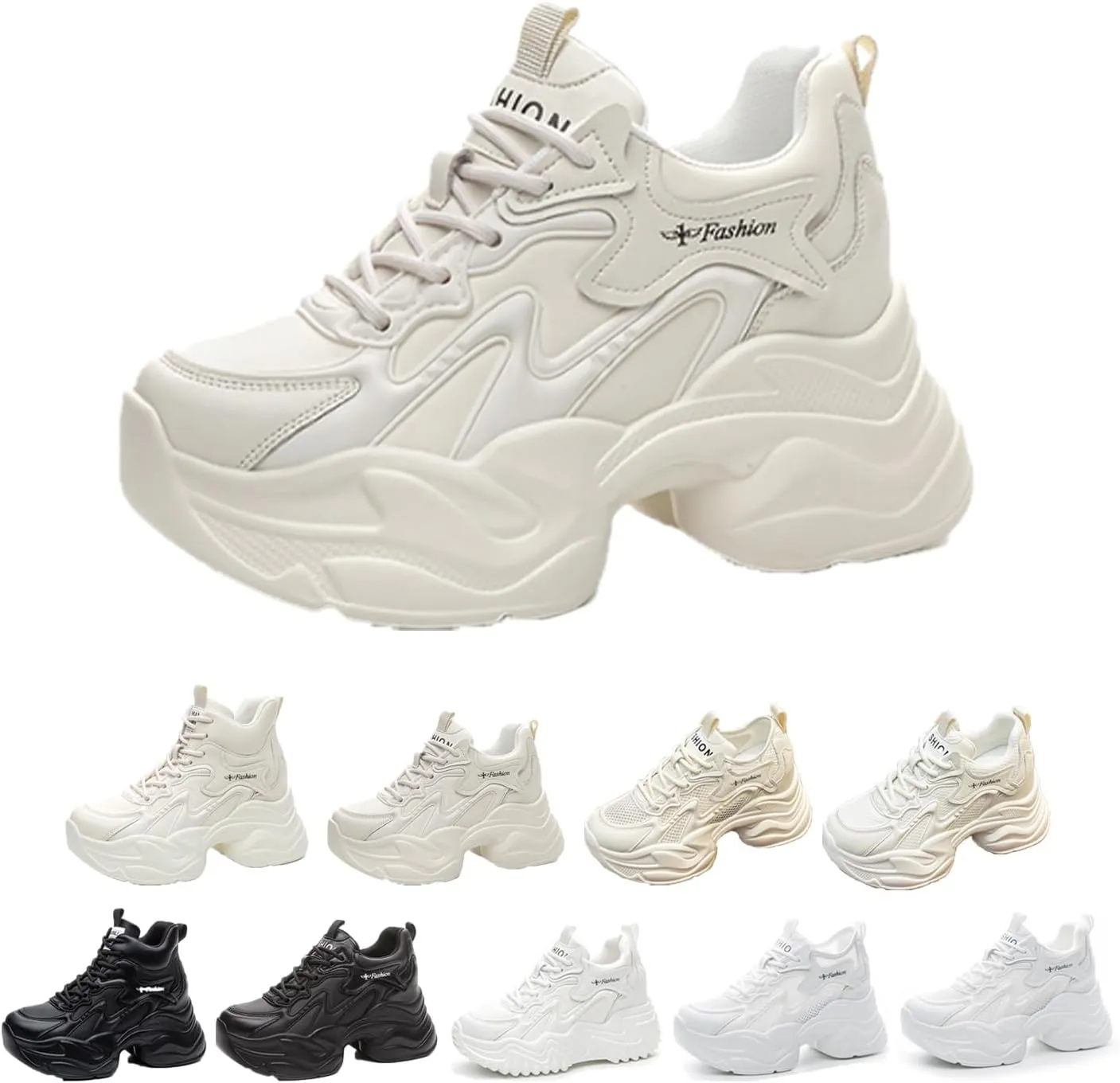 Women's Orthopedic Sneakers Fashionable Walking lace-up Height-Enhancing Thick-Soled Casual Shoes Comfortable Non-Slip Orthopedic dad Shoes