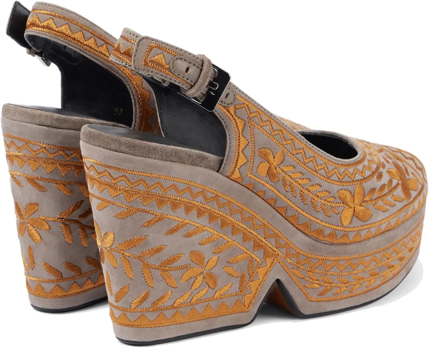 Women's Platform Leather/Rhinestone/Embroidered Slingback Heels Peep Round Toe Wedge Heel Pumps Backstrap Buckle High Heel Dress Shoes Sandals Ladies