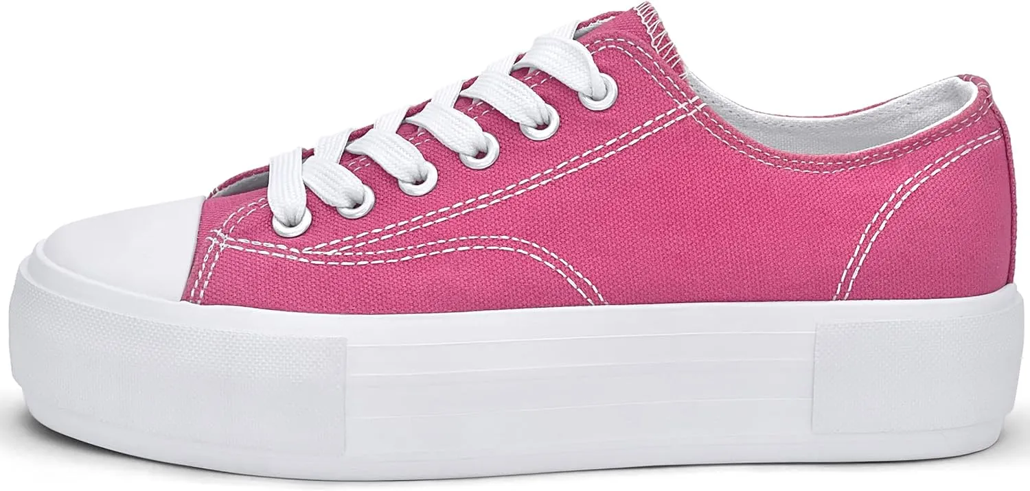 Women's Platform Sneakers 4cm Height Increase, Classic Canvas Platform Low Top Sneakers for Women and Teen Girls, Multiple Colors Fashion Trendy Cute Shoes