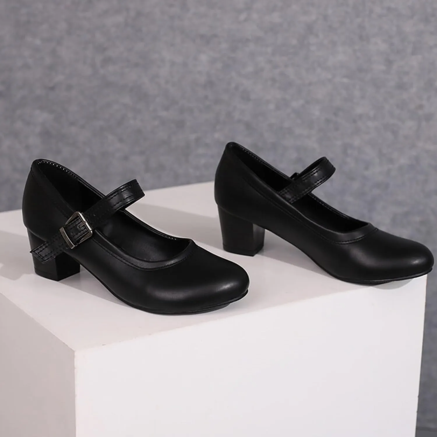 Women's Round Toe Closed Low Chunky Heel Block Ankle Strap Buckle Mary Jane Shoes Comfort Office Work Wedding Party Dress Pumps