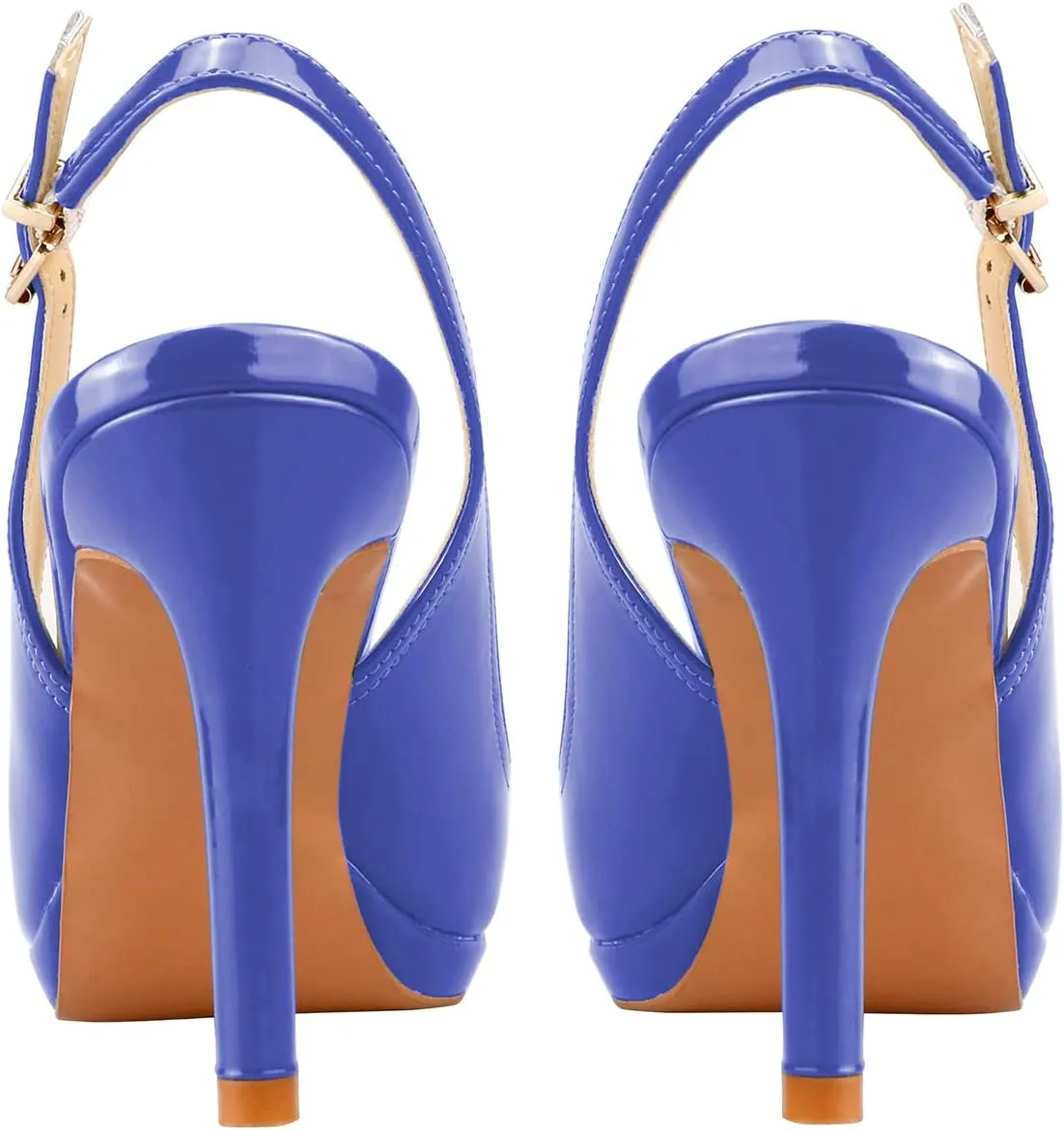 Women's Stylish Peep Toe Bowknot Adjustable Buckle Backstrap Slingback High Heel Dress Pumps Sexy Patent Leather Platform Stiletto Heel Sandals for Women Party Wedding