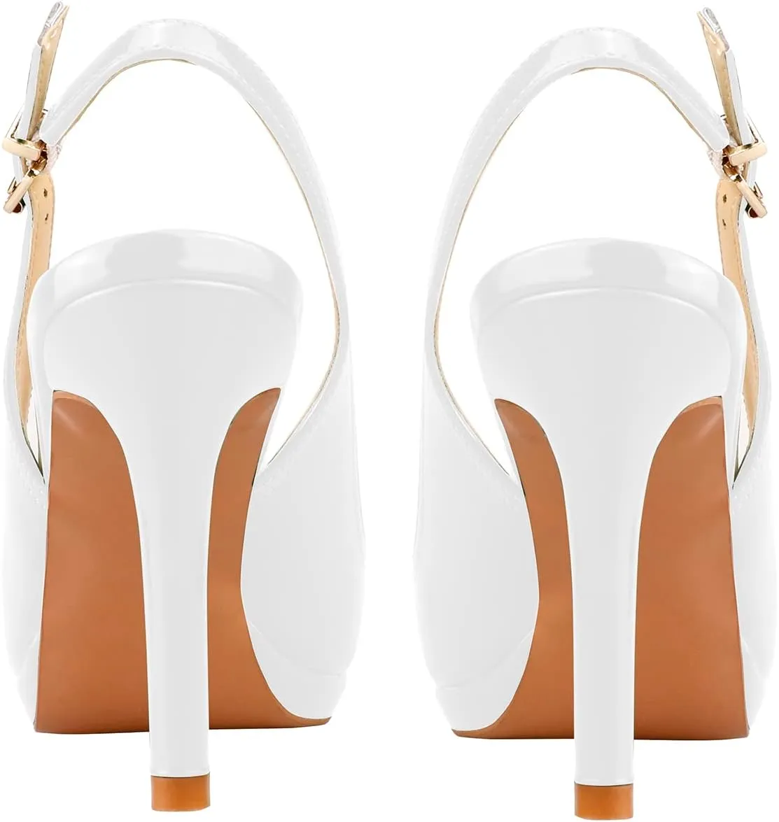 Women's Stylish Peep Toe Bowknot Adjustable Buckle Backstrap Slingback High Heel Dress Pumps Sexy Patent Leather Platform Stiletto Heel Sandals for Women Party Wedding