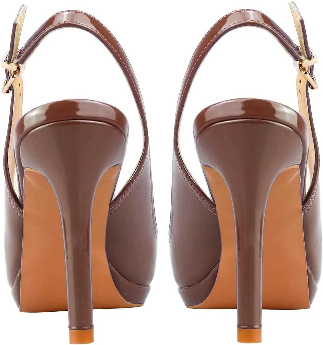Women's Stylish Peep Toe Bowknot Adjustable Buckle Backstrap Slingback High Heel Dress Pumps Sexy Patent Leather Platform Stiletto Heel Sandals for Women Party Wedding