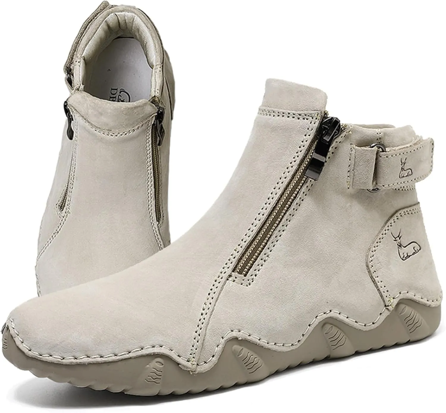 Women's Suede Round Toe Zipper Chukka Boot Warm Fur Lined Snow Boot Ankle High Top Casual Booties Winter Cold Weather outdoor hiking Boots