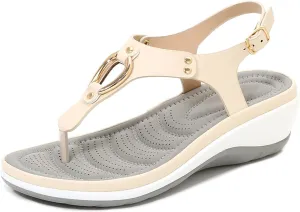 Women's Wedge Orthotic Flops Sandals Rest Toe Backstrap Fashion Boho Adjustable Summer Comfy Platform T-Strap Thong Dressy Walking Beach Sandals