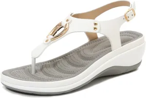 Women's Wedge Orthotic Flops Sandals Rest Toe Backstrap Fashion Boho Adjustable Summer Comfy Platform T-Strap Thong Dressy Walking Beach Sandals