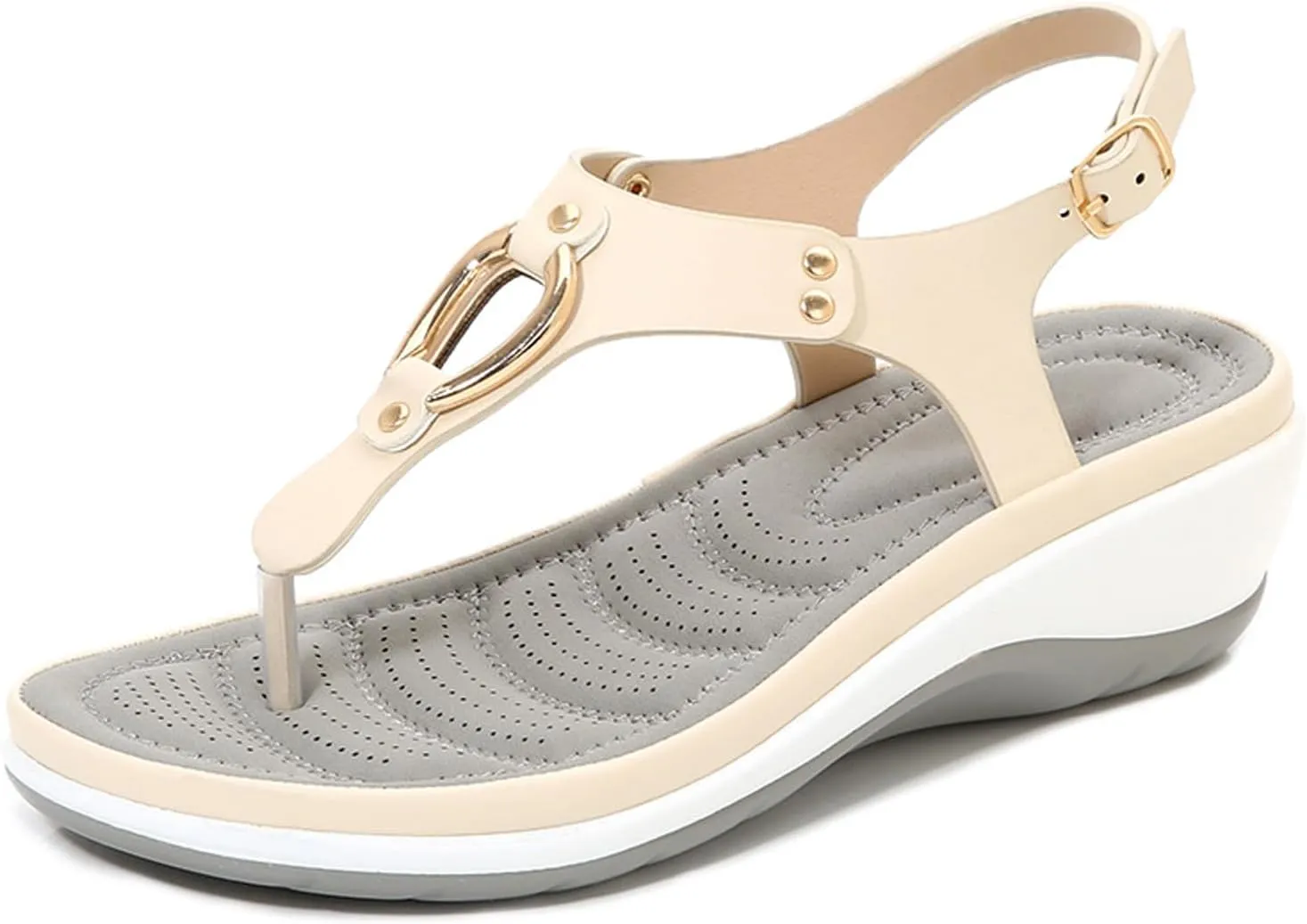Women's Wedge Orthotic Flops Sandals Rest Toe Backstrap Fashion Boho Adjustable Summer Comfy Platform T-Strap Thong Dressy Walking Beach Sandals