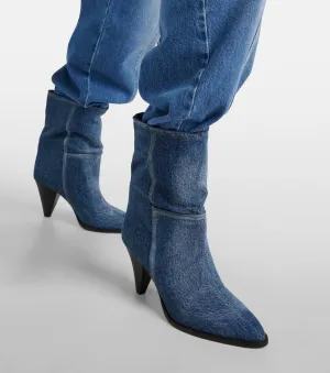 Women's Western Cowgirl Cowboy Ankle Boots Pointed Toe kitten heels Boots Pull On Mid Calf Leather Booties Tapered Heel Short Low Heel Booties 3 Inches