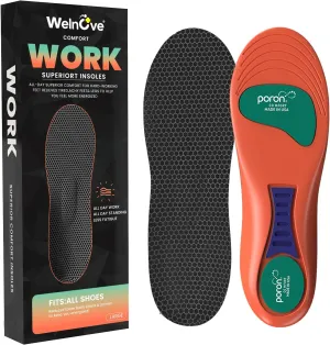 Work Insoles for Women Men Shoe - Welnove All-Day Comfort Memory Foam Shoe Insoles for Plantar Fasciitis, Heel Spur Pain - Shock Absorption Shoe Support Inserts for Work Boot, M [US M: 6-10/W: 7-11]