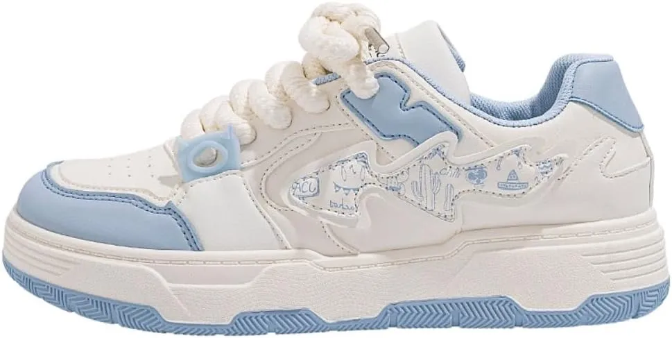 Y2K Korean Chunky White Sneakers, Kawaii Anime Ice Cream Style, Cloud Sole Breathable Shoes for Travel, Ins Outfit for Students, Trendy Gift for Daughter