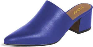 YDN Women Block Low Heel Mules Slip on Loafers Pointed Toe Sandals Slide Shoes Size 4-15 US