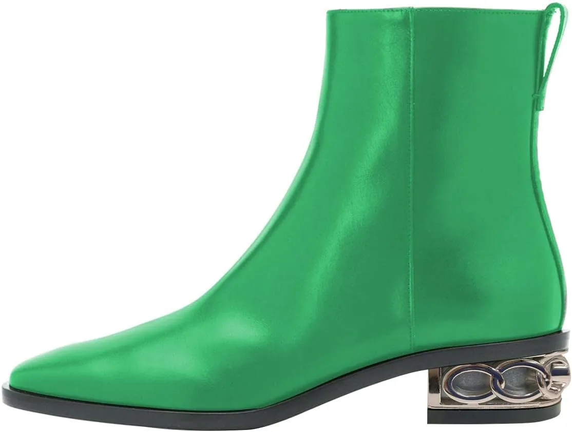 YDN Women Casual Square Closed Toe Ankle Boots Chunky Block Low Heels Short Booties Side Zipper Ladies Girls Fall Winter Dress Shoes