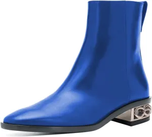 YDN Women Casual Square Closed Toe Ankle Boots Chunky Block Low Heels Short Booties Side Zipper Ladies Girls Fall Winter Dress Shoes