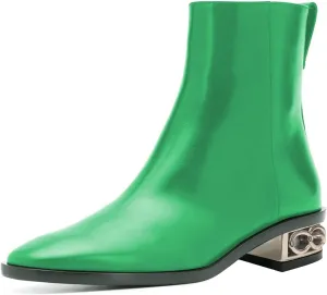 YDN Women Casual Square Closed Toe Ankle Boots Chunky Block Low Heels Short Booties Side Zipper Ladies Girls Fall Winter Dress Shoes