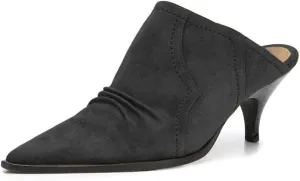 YDN Women Chic Slip On Low Heel Mules Pumps Pointed Toe Loafers Kitten Sandals Suede Comfort Sexy Shoes