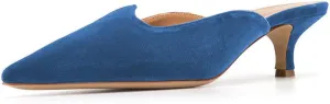 YDN Women Comfort Pointed Closed Toe Mules Low Kitten Heel Slide Loafers Dress Party Office Sandals