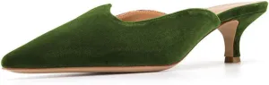 YDN Women Comfort Pointed Closed Toe Mules Low Kitten Heel Slide Loafers Dress Party Office Sandals