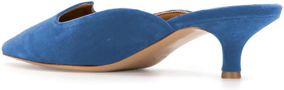 YDN Women Comfort Pointed Closed Toe Mules Low Kitten Heel Slide Loafers Dress Party Office Sandals